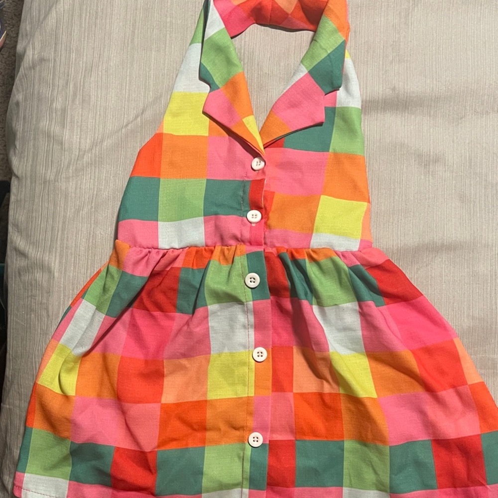 Colorful Checkered Halter Dress